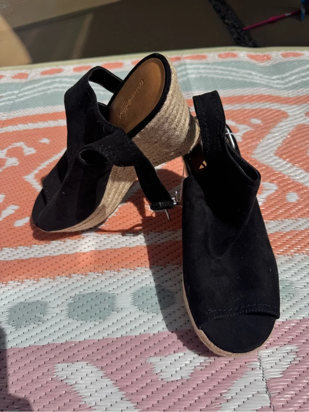 Universal Thread Black Espadrille Wedge - Women's Comfortable Summer Shoes